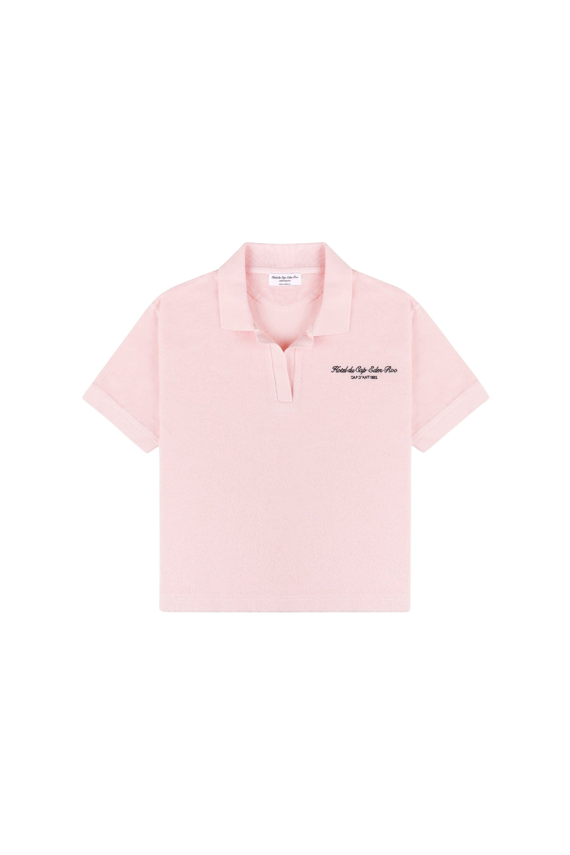 Polo Eden Script brodé en velours - Pink Dolphin