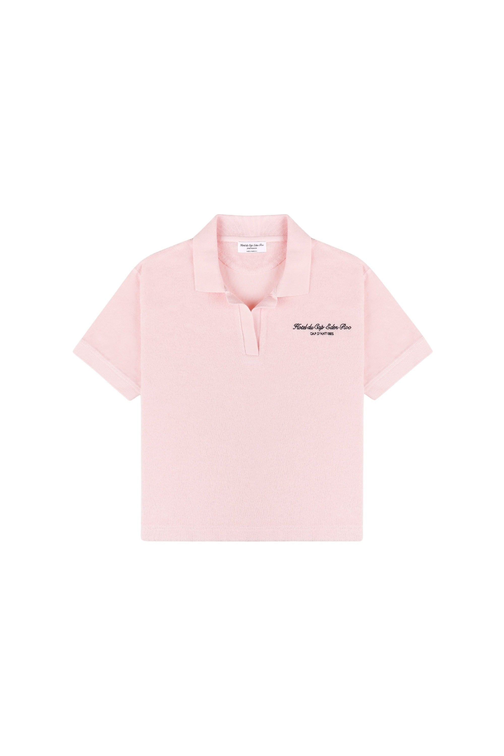 Polo Eden Script brodé en velours - Pink Dolphin