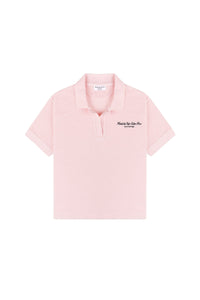 Polo Eden Script brodé en velours - Rose