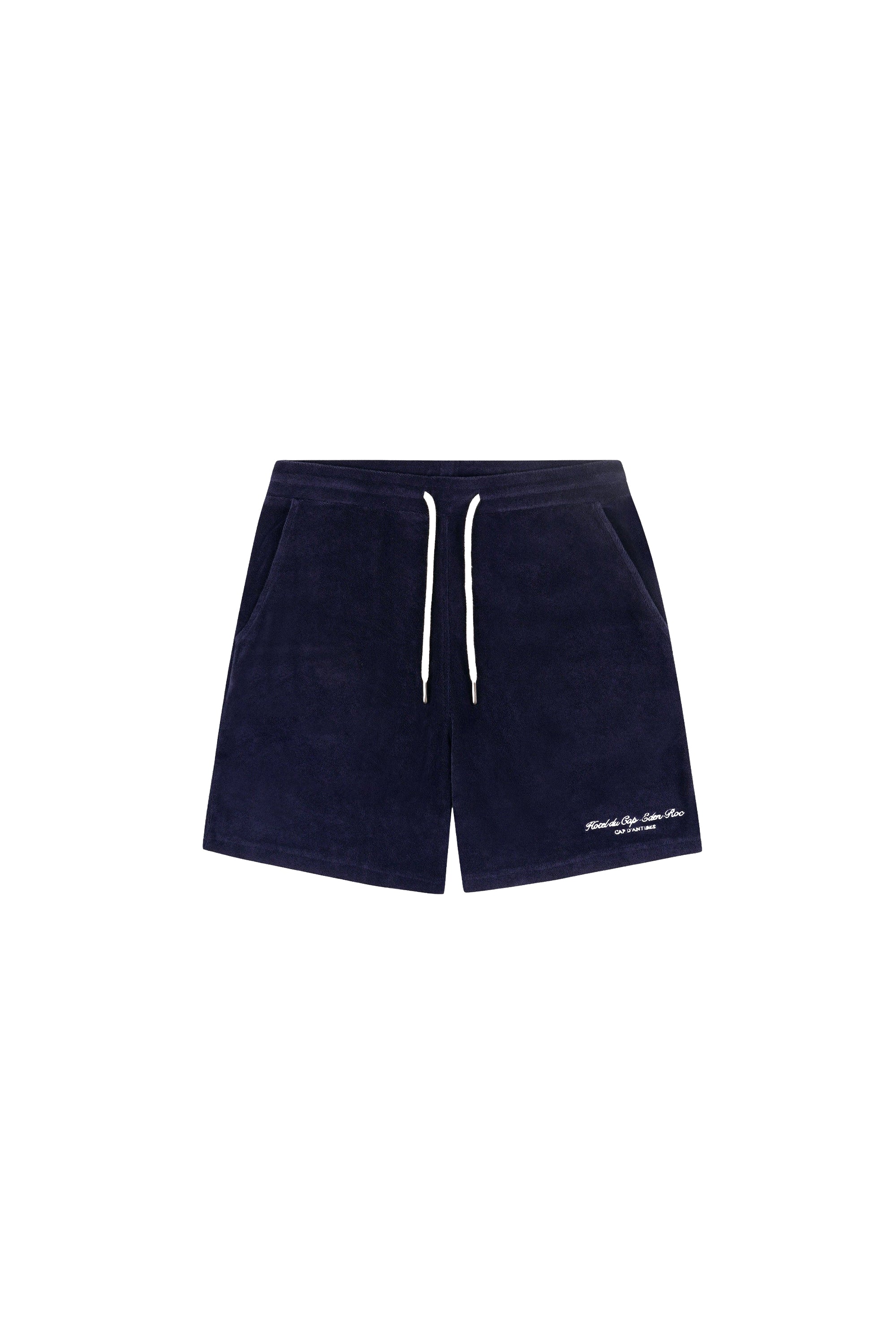 Short de sport Eden Script en éponge - Bleu Marine & Blanc