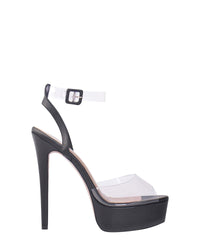Sandales Antigone 150 à plateforme en cuir - Black Pvc