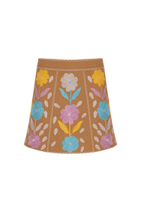 Tady embroidered short skirt - Camel