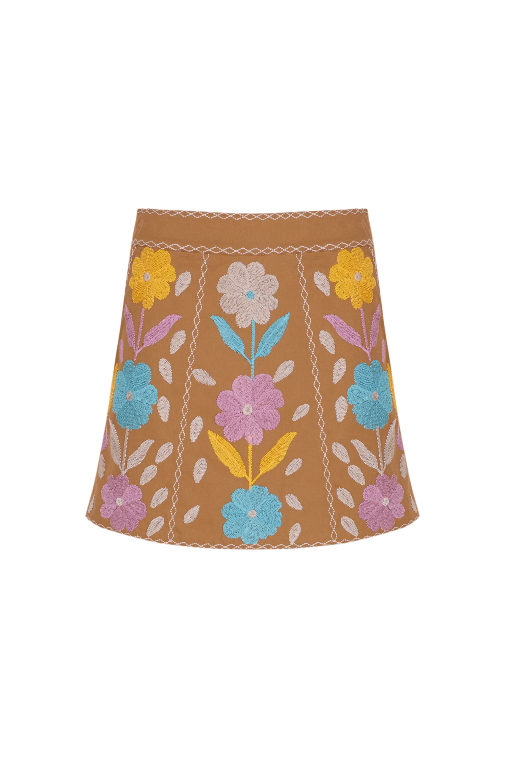 Tady embroidered short skirt - Camel