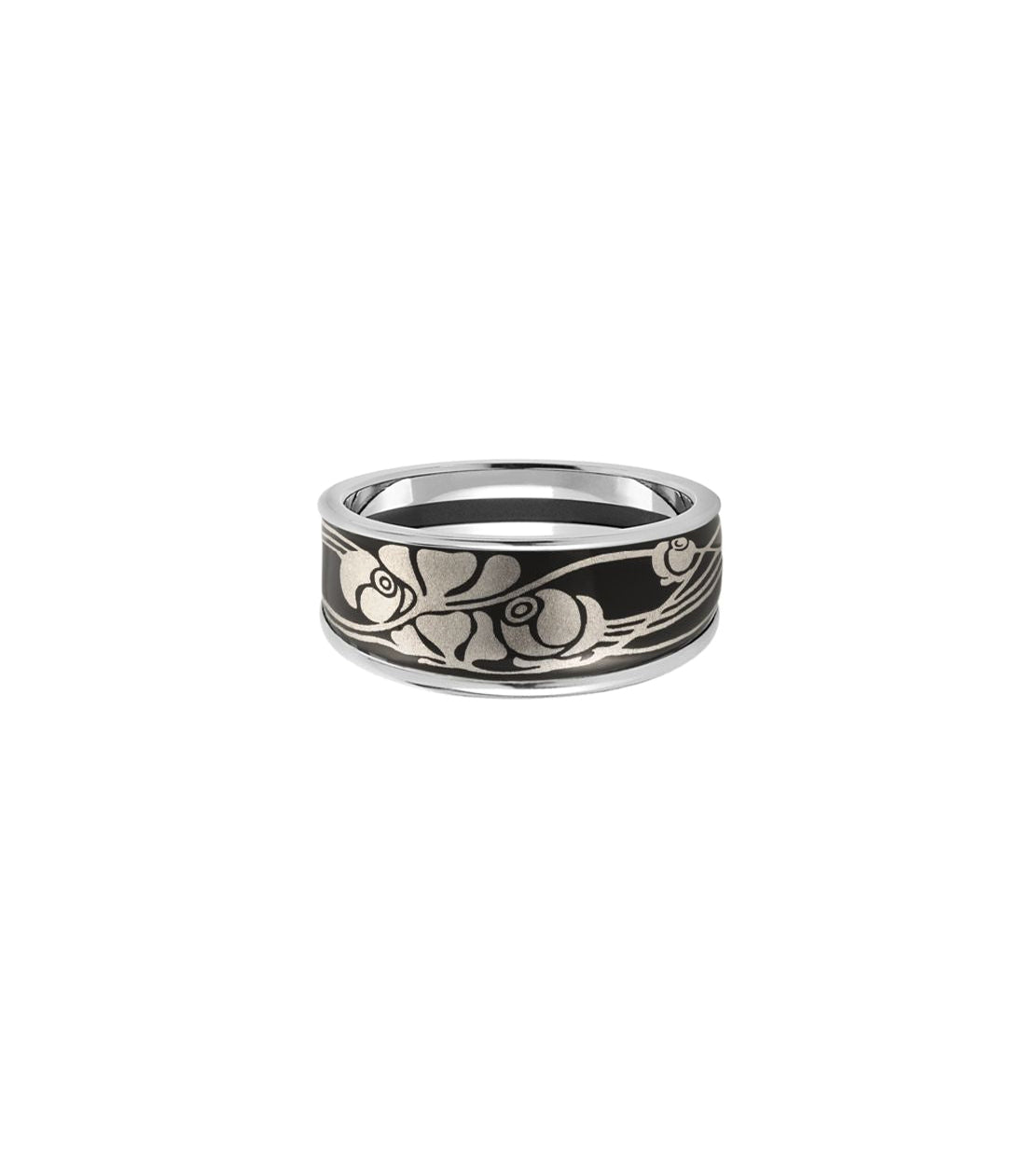 Bague Miss en émail et plaqué au rhodium - Noir & or blanc