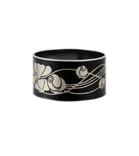 Manchette Diva en émail et plaqué au rhodium - Noir & or blanc