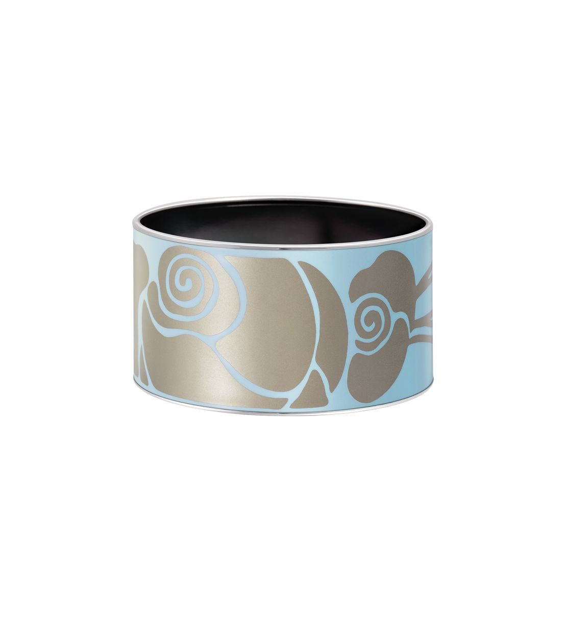 Manchette Diva en émail et plaqué au rhodium - Bleu clair & or blanc