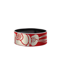 Manchette Donna en émail et plaqué au rhodium - Rouge & or blanc