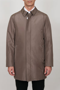 Manteau imperméable satiné en soie - Marron