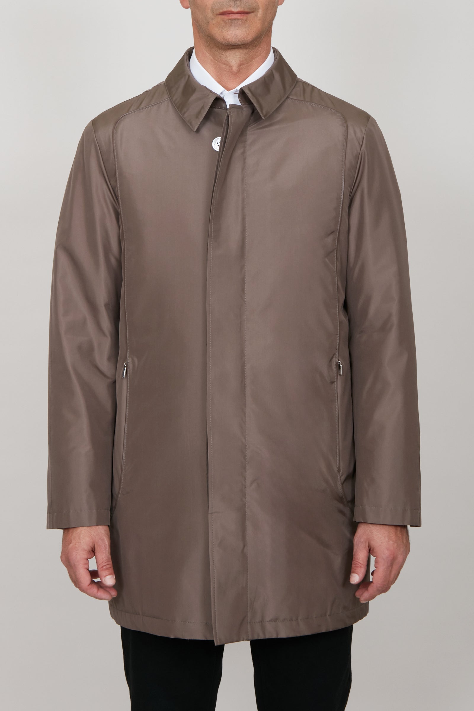 Manteau imperméable satiné en soie - Marron