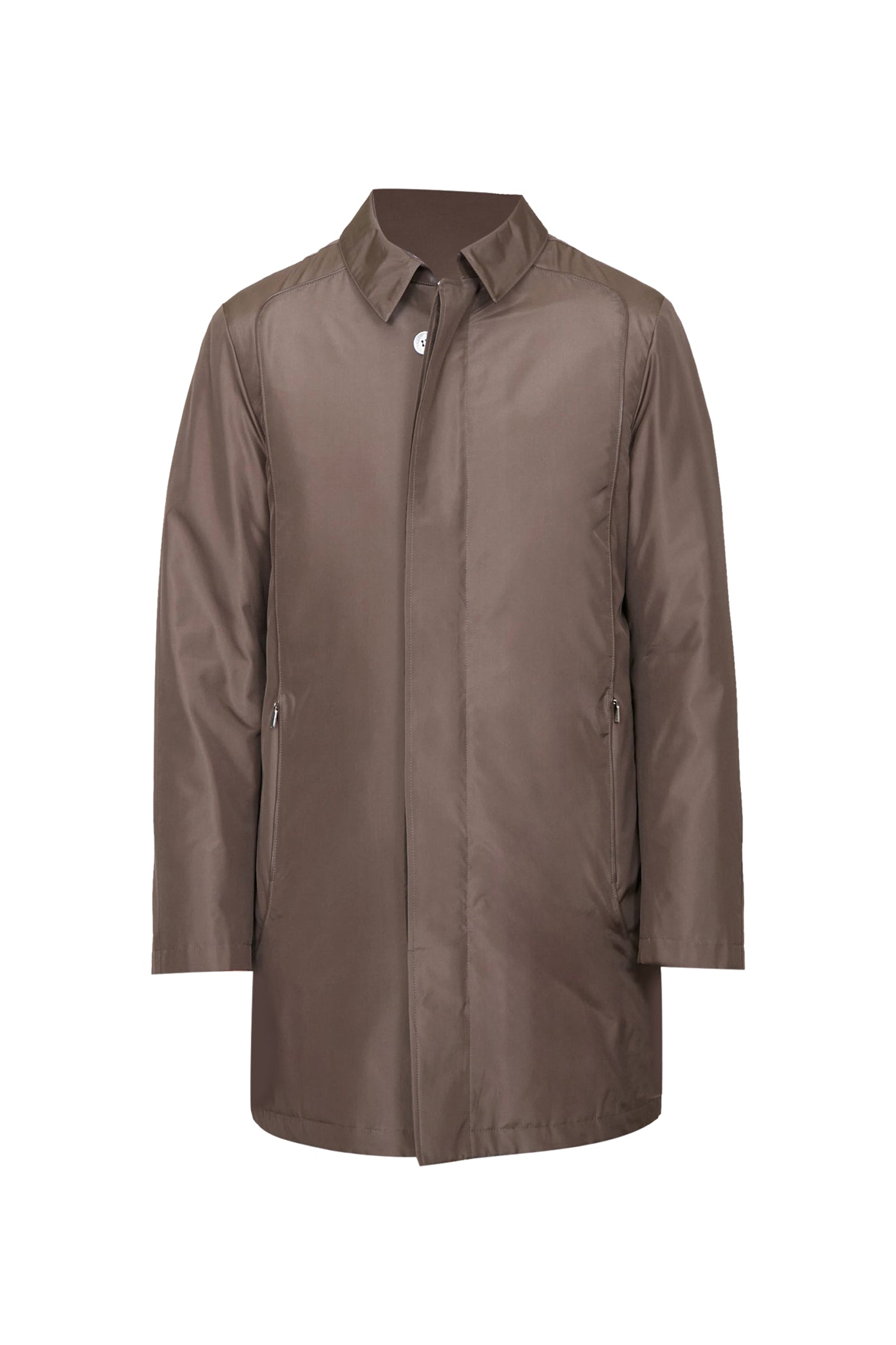 Manteau imperméable satiné en soie - Marron