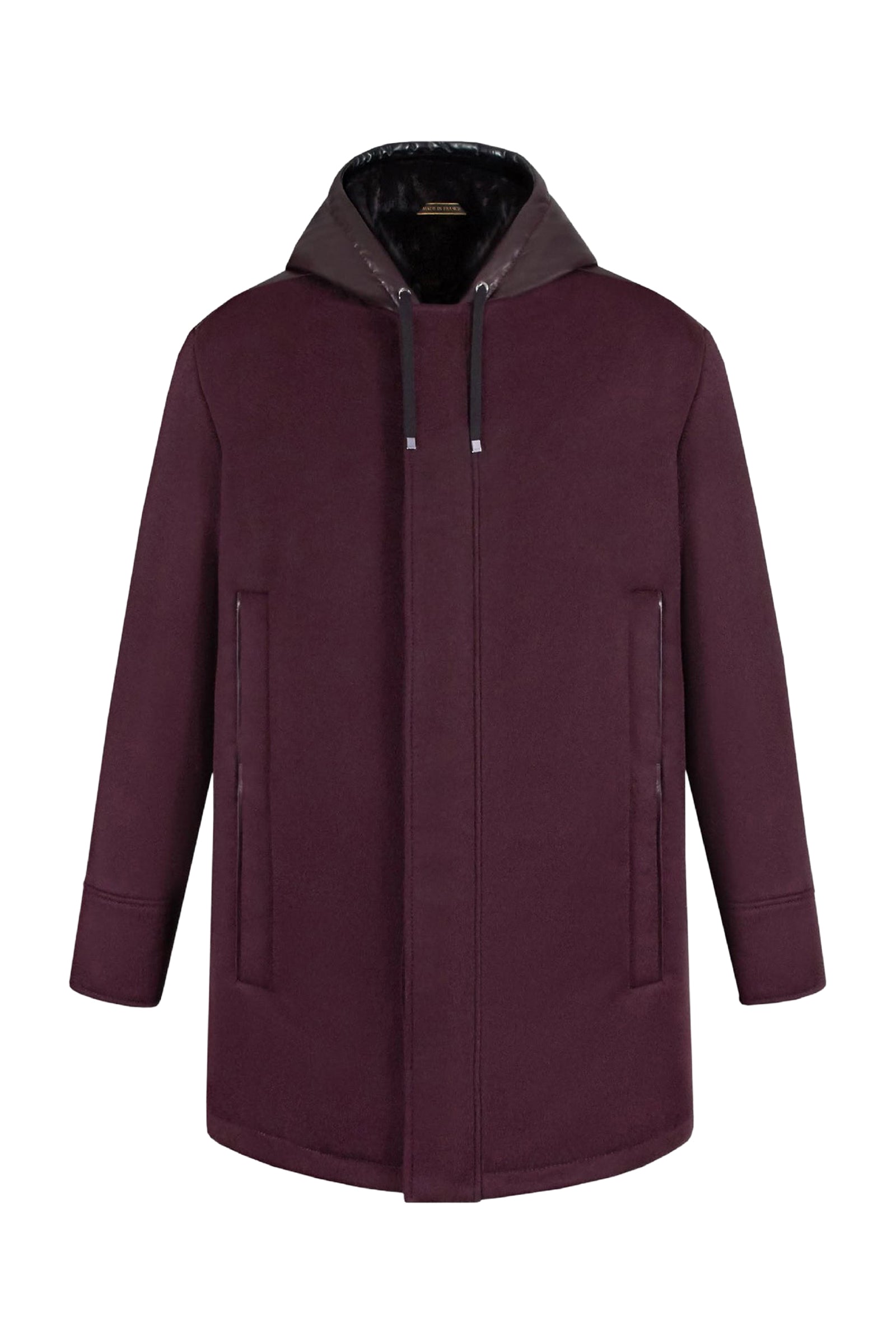 Parka à capuches avec poches en cachemire - Bordeaux & Noir