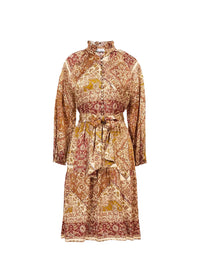 Robe ceinturée et évasée - Multicolore