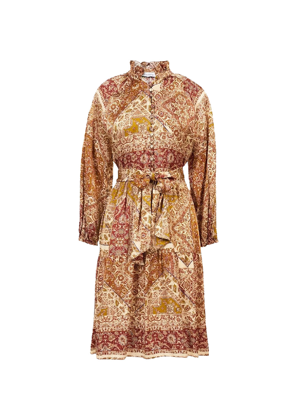Robe ceinturée et évasée - Multicolore