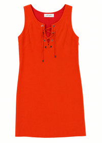 Robe lin ss mc decollete oeill - Orange Vif