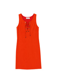 Robe courte sans manches en lin - Orange Vif