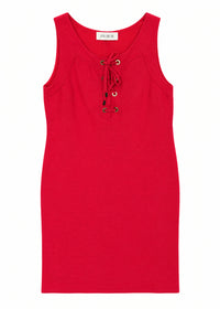 Robe lin ss mc decollete oeill - Rose Foncé