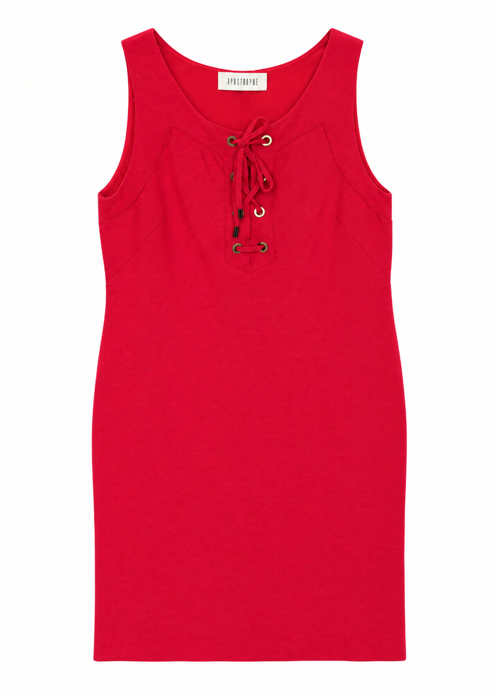 Robe lin ss mc decollete oeill - Rose Foncé