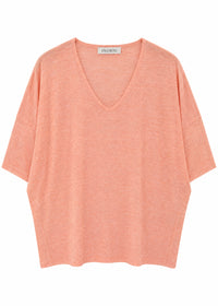 Top oversize col v - Rose Moyen