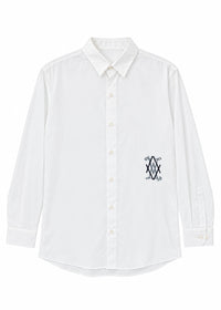 Chemise en popeline blanche - Bleu Moyen