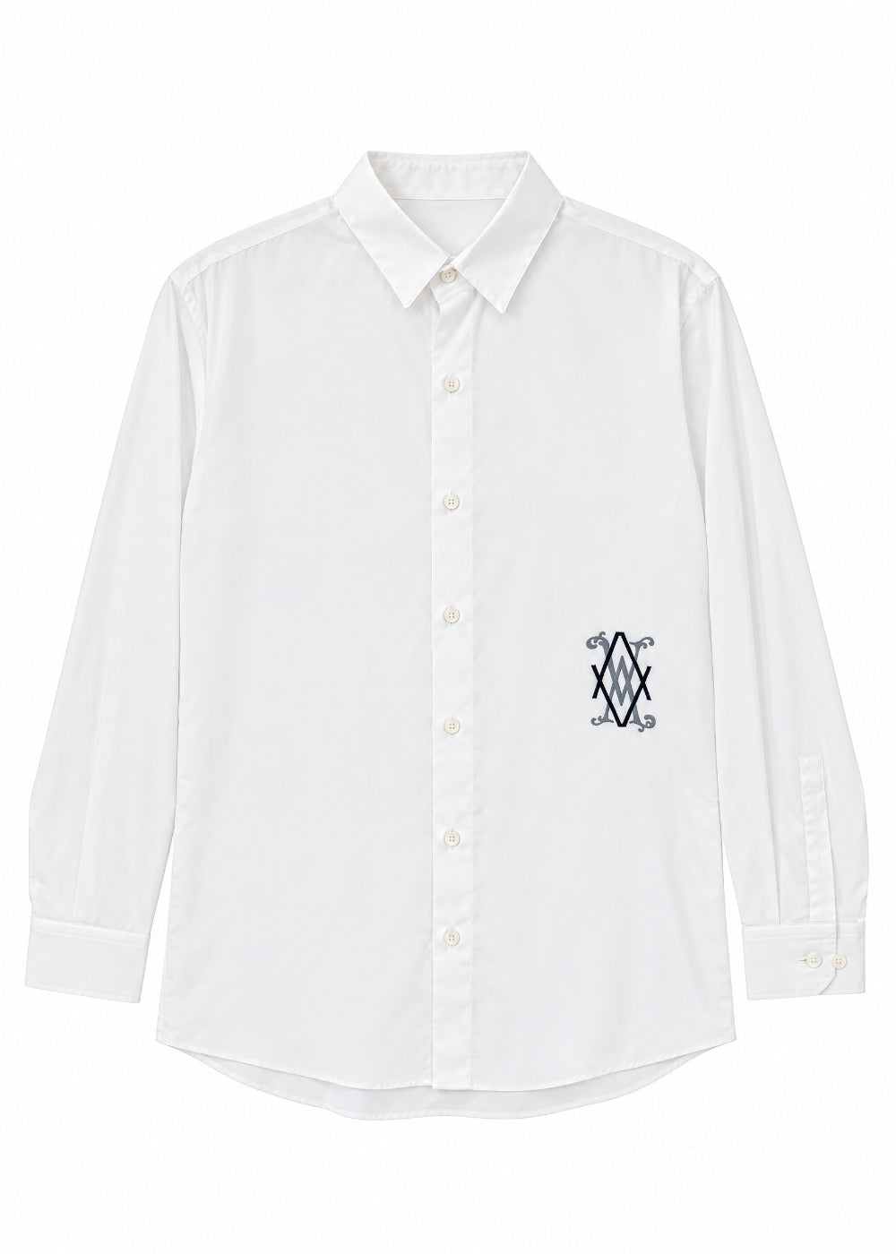 Chemise en popeline blanche - Bleu Moyen