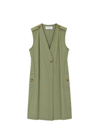 Robe croisée sans manches - Kaki