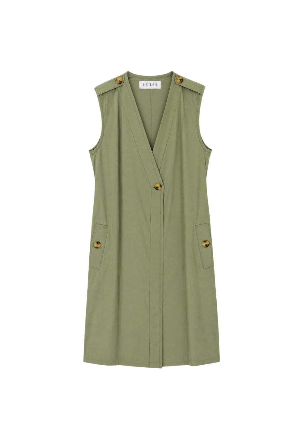 Robe croisée sans manches - Kaki