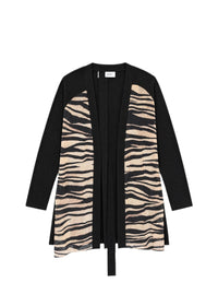 Cardigan à motif animalier en soie - Beige