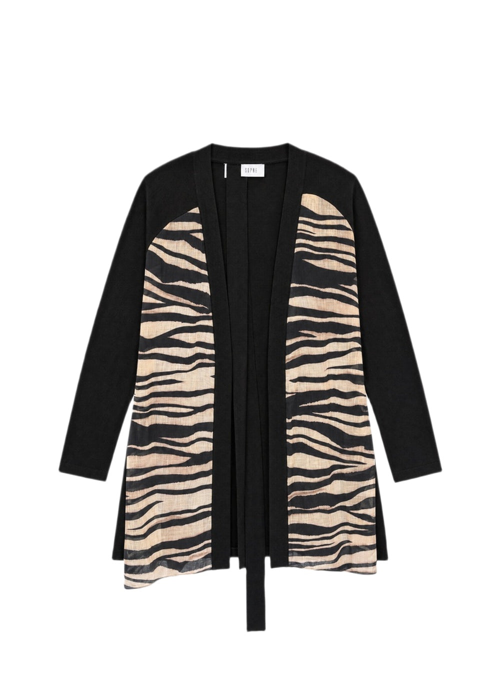 Cardigan à motif animalier en soie - Beige