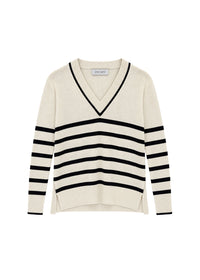 Striped silk V-neck jumper - Off-white