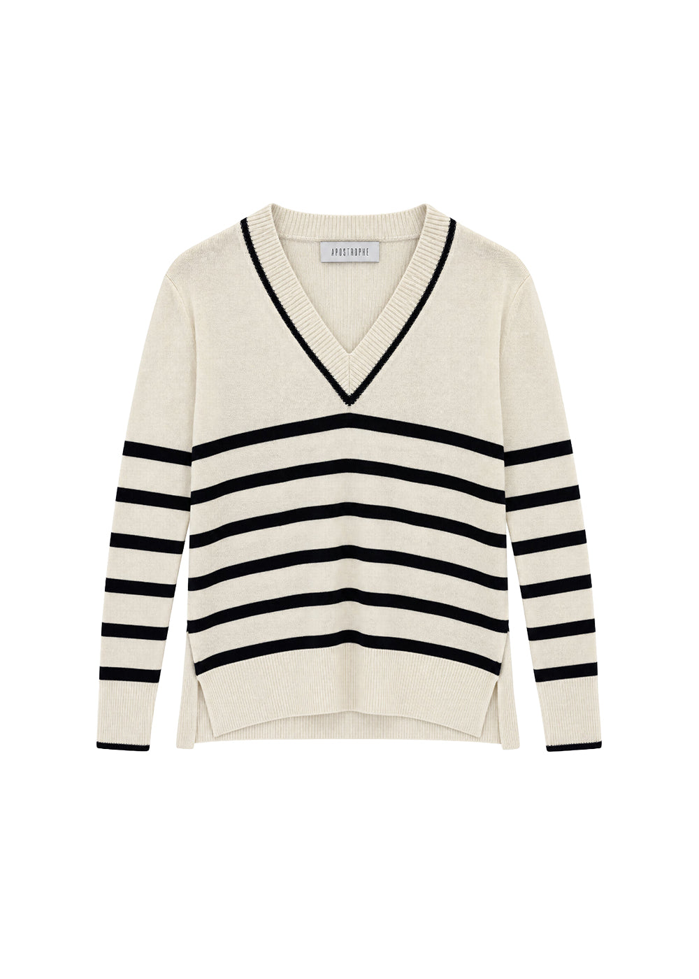 Striped silk V-neck jumper - Off-white
