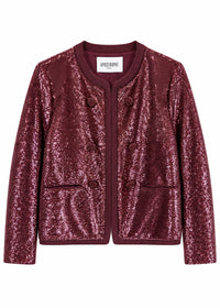 Veste col rond a sequin - Grenat