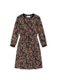 Robe courte à manches longues en soie - Ebene