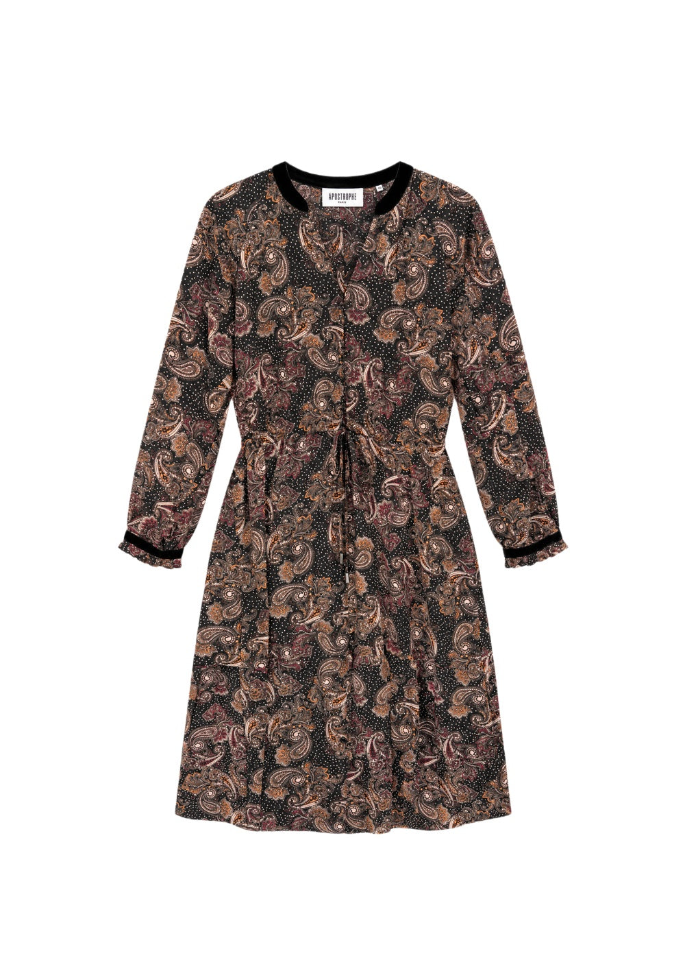 Robe courte à manches longues en soie - Ebene