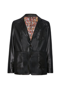 Blazer à boutons en cuir - Noir
