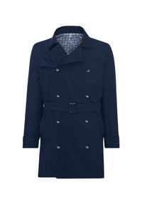 Trench coat à ceinture en soie - Bleu