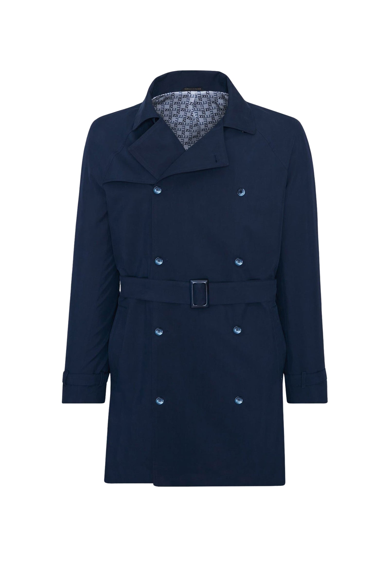 Trench coat à ceinture en soie - Bleu