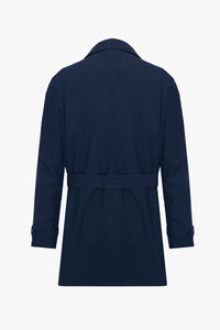 Trench coat à ceinture en soie - Bleu