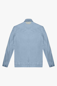 Blouson à empiècements en cuir - Bleu