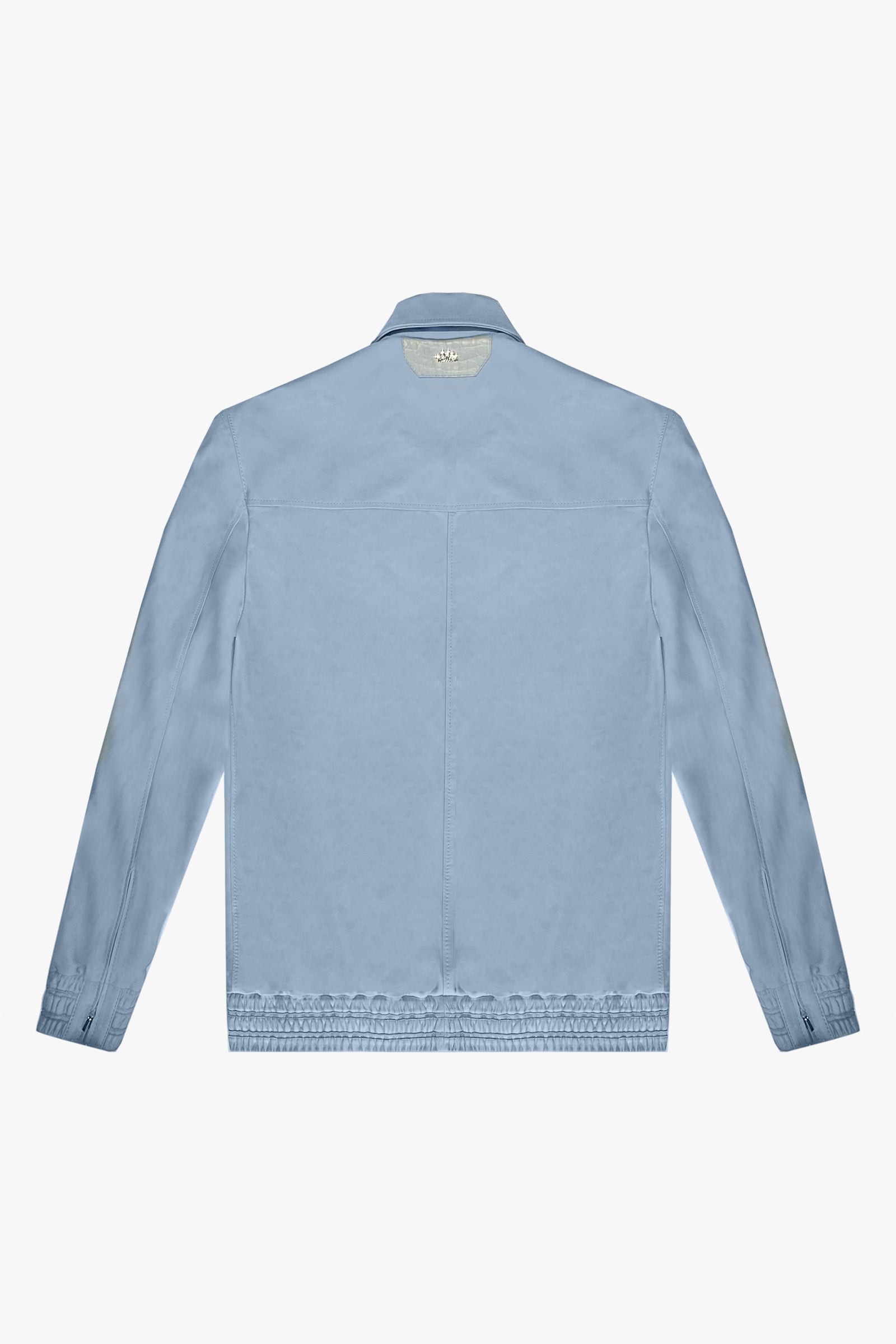 Blouson à empiècements en cuir - Bleu