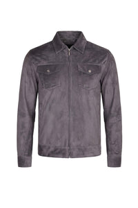 Blouson à empiècements en daim - Gris