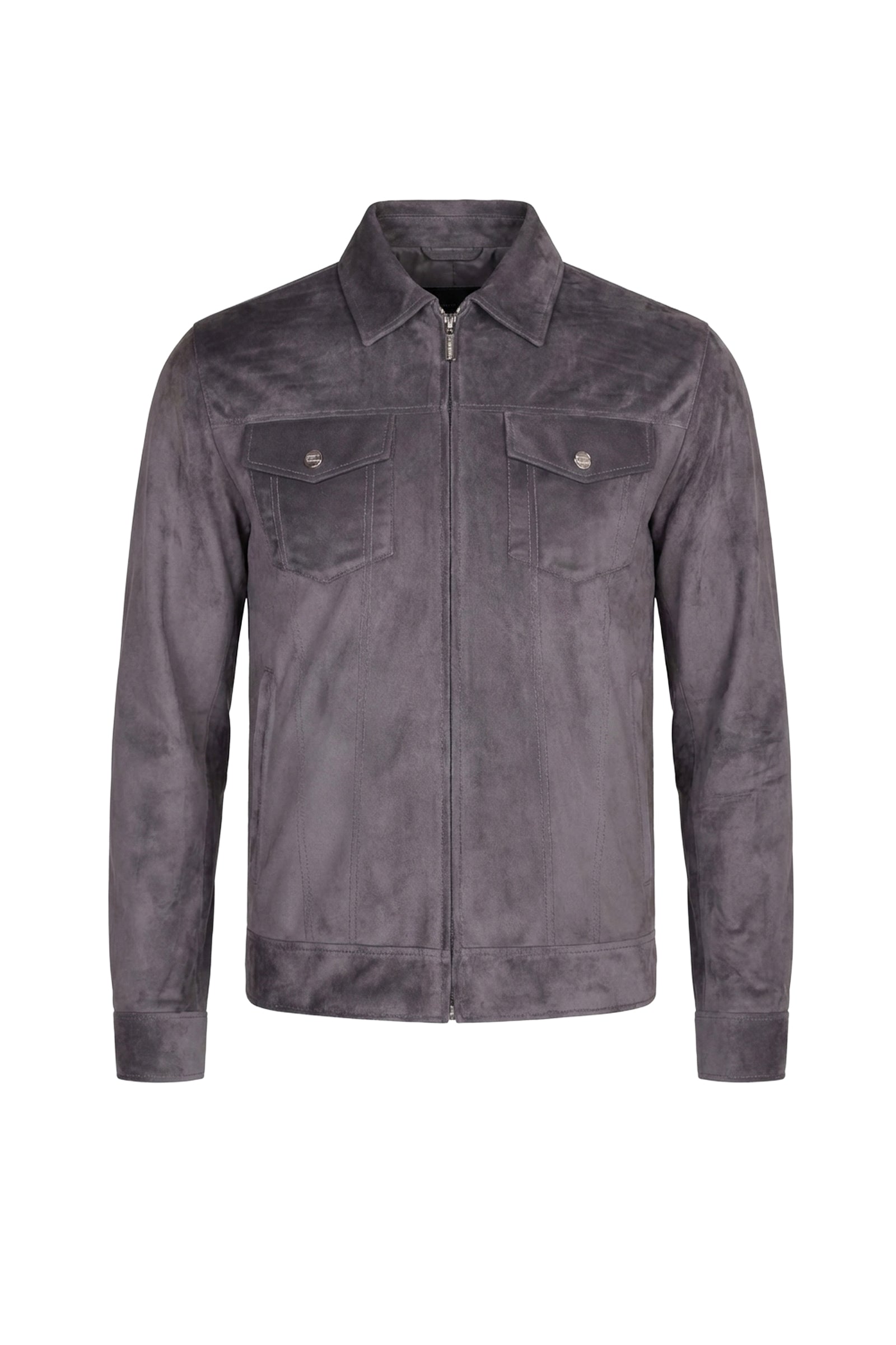 Blouson à empiècements en daim - Gris