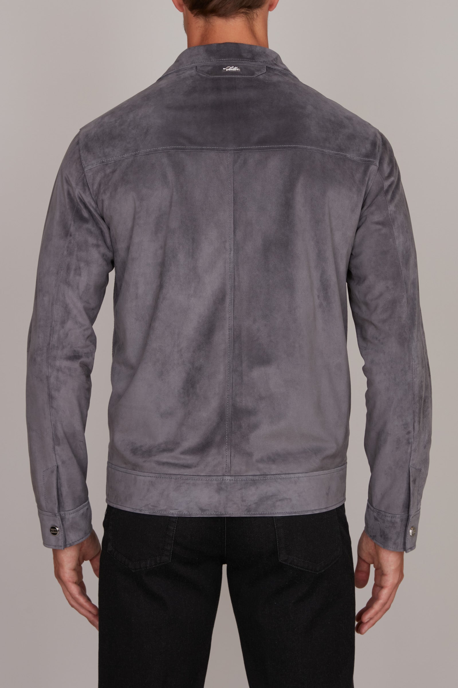 Blouson à empiècements en daim - Gris