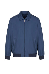 Blouson à empiècement satiné en soie - Bleu