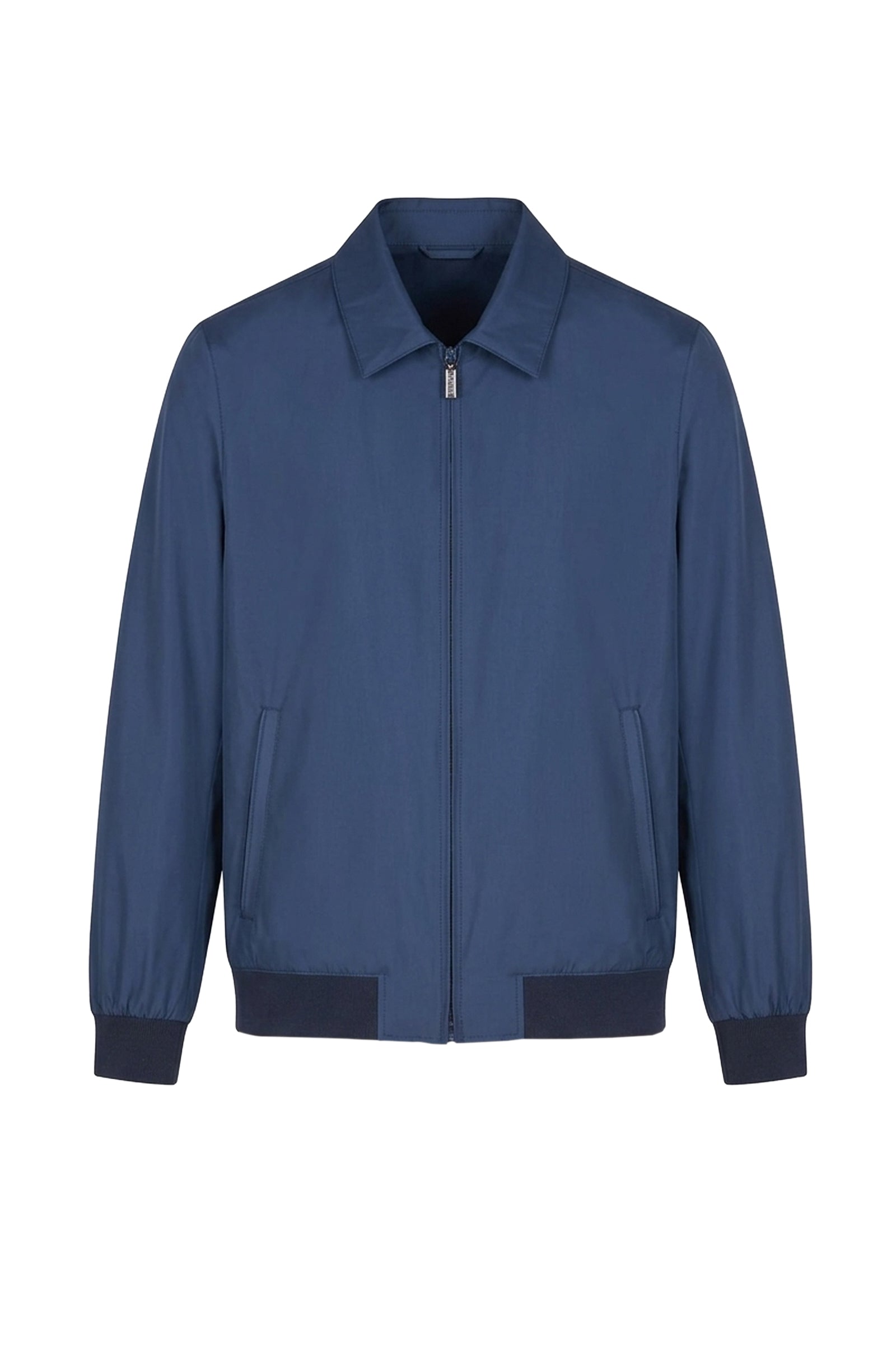 Blouson à empiècement satiné en soie - Bleu