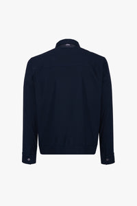 Blouson à rabats et boutons en soie - Bleu