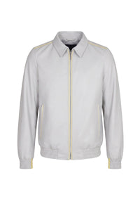 Blouson à passepoil en cuir - Gris & Jaune