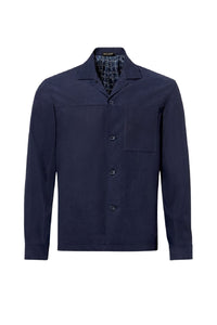 Surchemise à col avec motif géométrique en cuir - Bleu