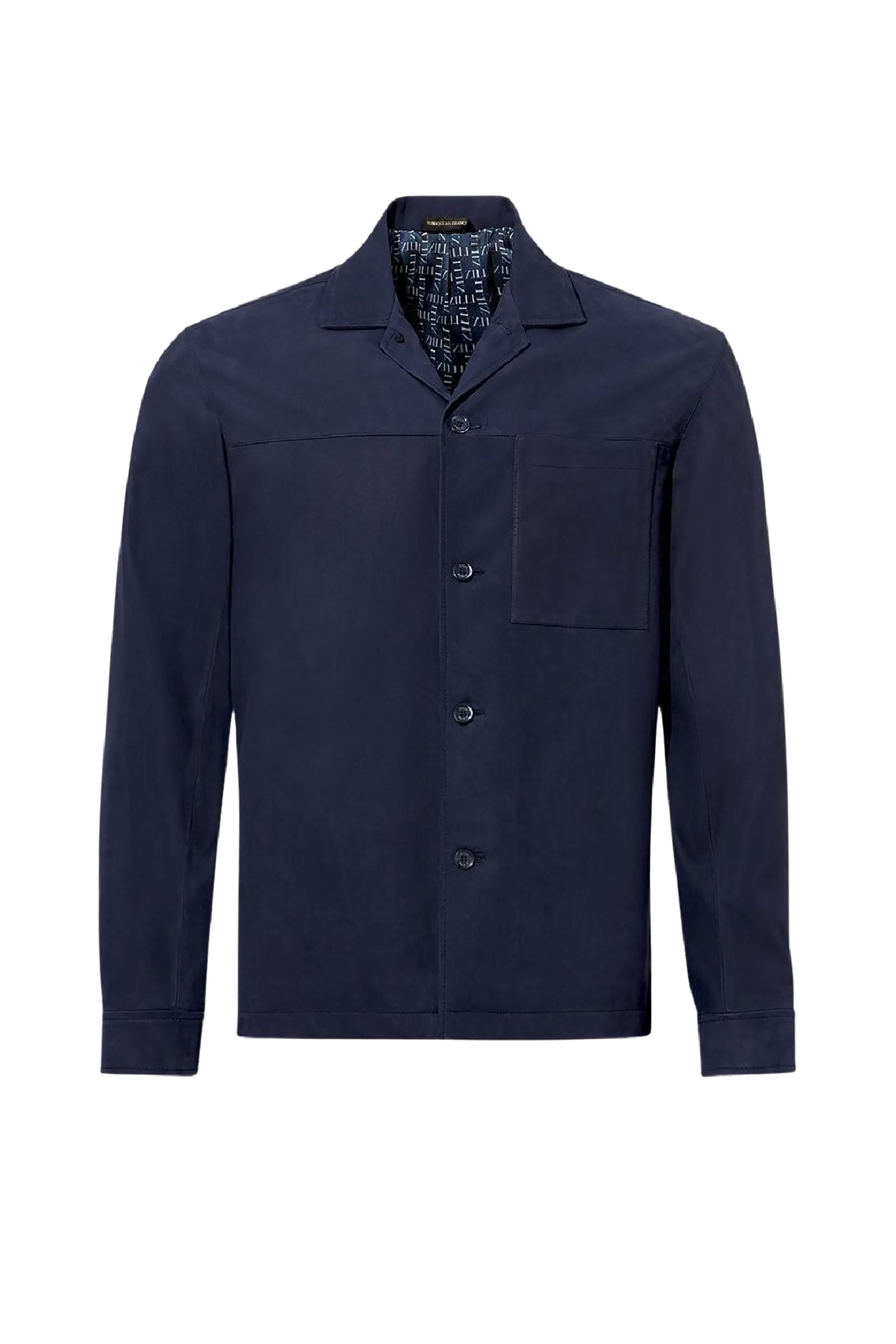 Surchemise à col avec motif géométrique en cuir - Bleu