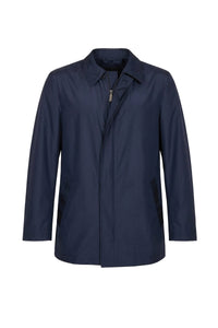 Manteau de voiture à fermeture zippée en soie - Bleu
