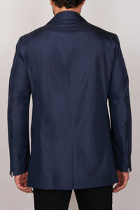 Manteau de voiture à fermeture zippée en soie - Bleu